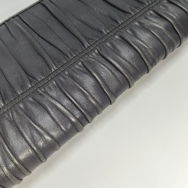 Fold Wallet Quilted Lambskin Gray Wallet