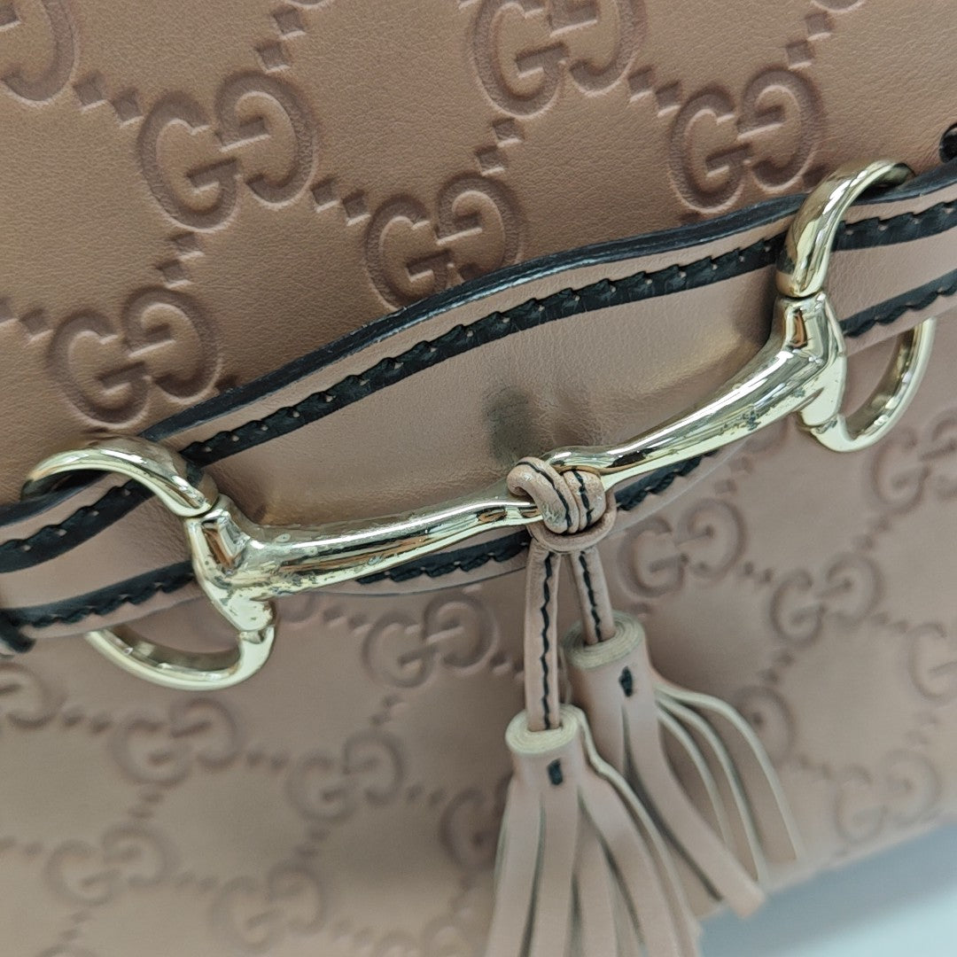 Emily Chain Monogram Calfskin Beige