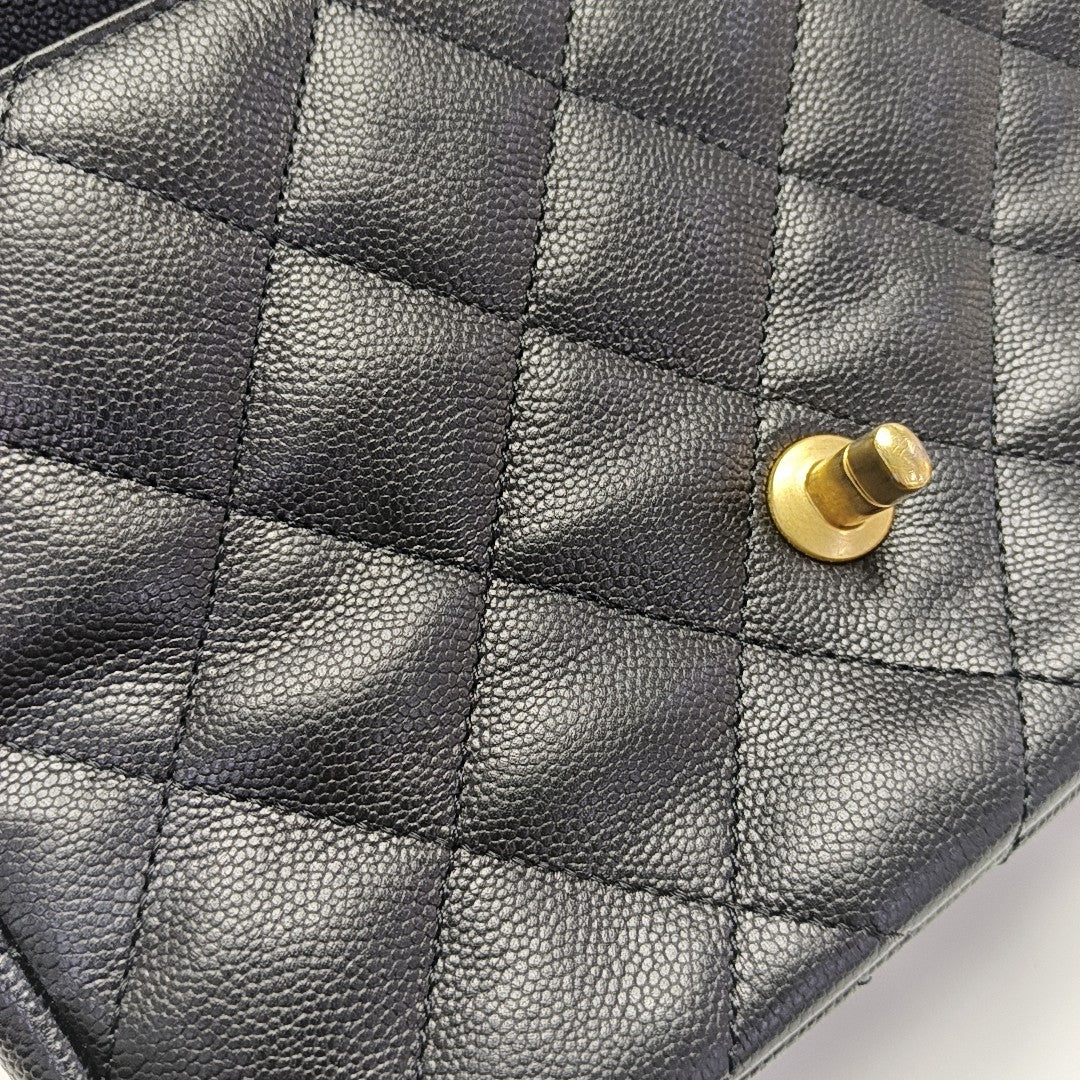 23P Large Quilted Grained Calfskin Black