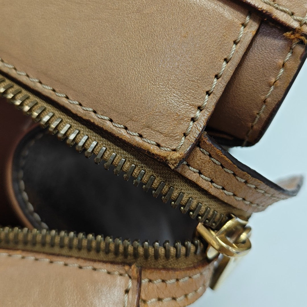 Coated Canvas Shoulder Bag Brown