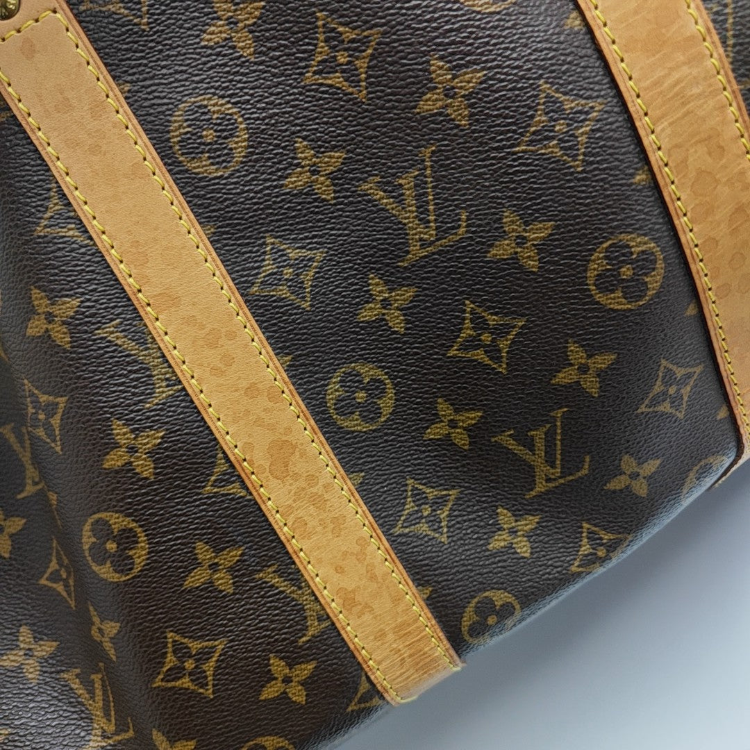 KEEPALL 55 Monogram Coated Canvas Brown