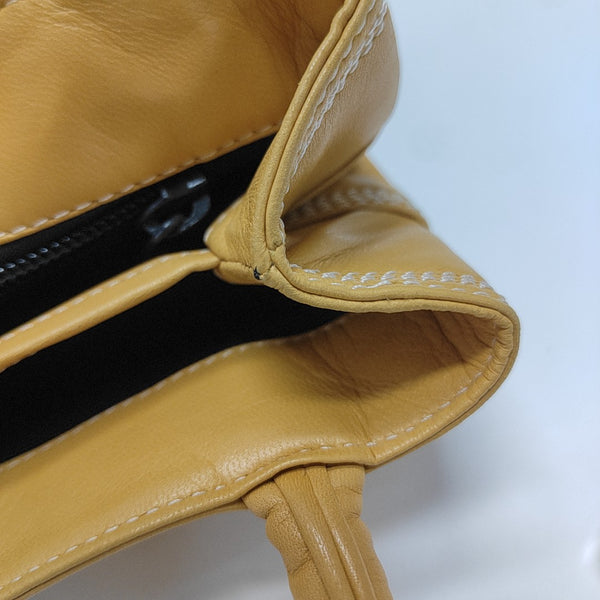 Leather Top Handle Bag Yellow