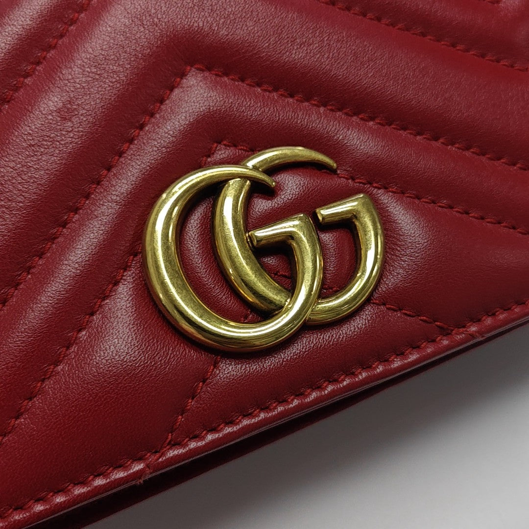 GG Marmont Super Mini Quilted Calfskin Red