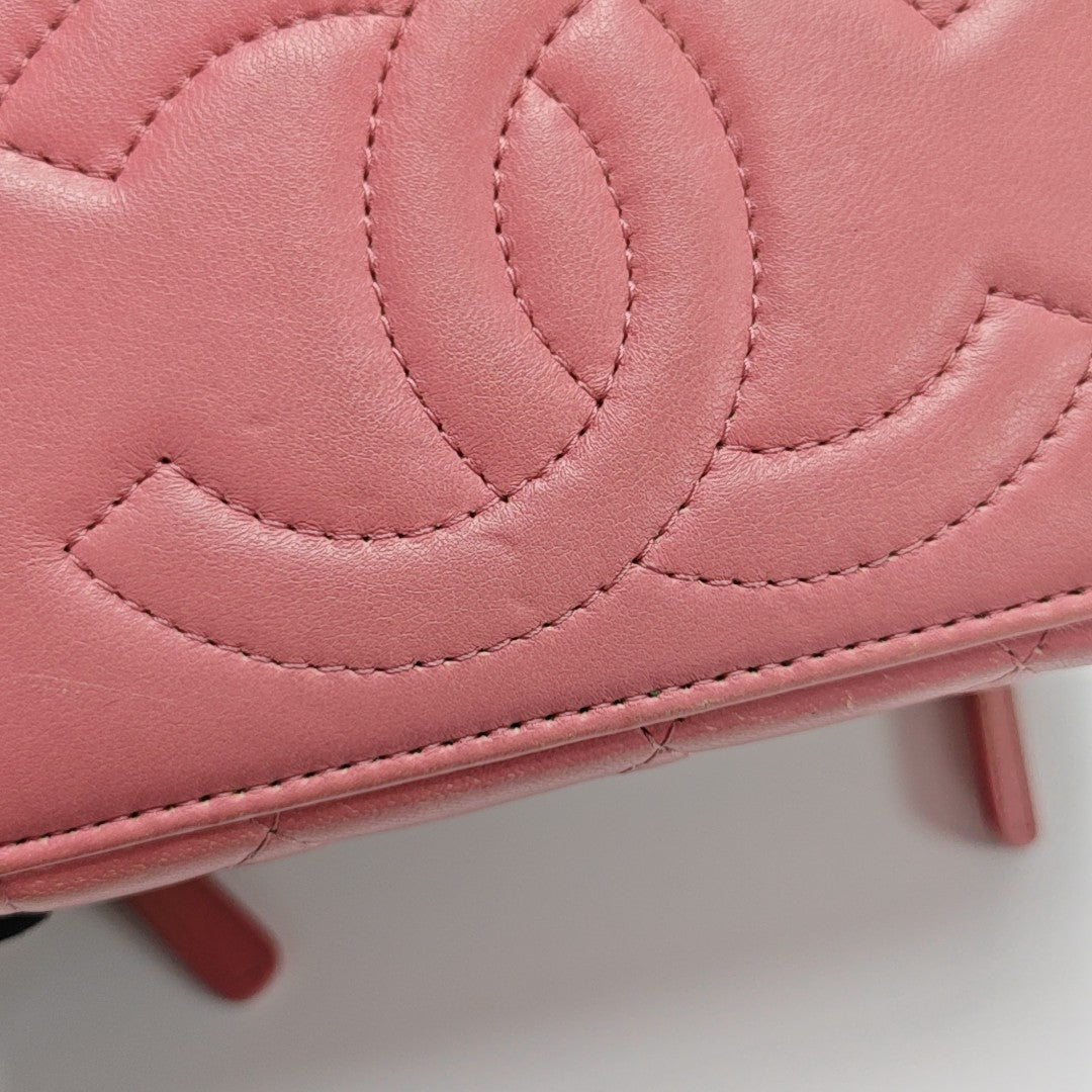 VANITY CASE Small Quilted Lambskin Pink