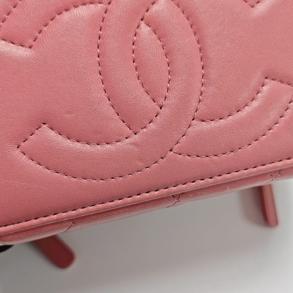 VANITY CASE Small Quilted Lambskin Pink