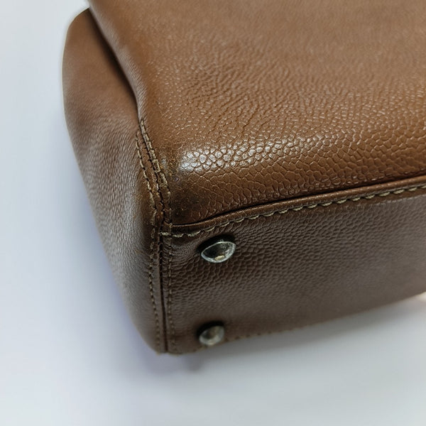 Grained Calfskin Shoulder Bag Brown