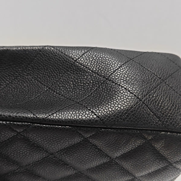 Quilted Grained Calfskin Shoulder Bag Large Black