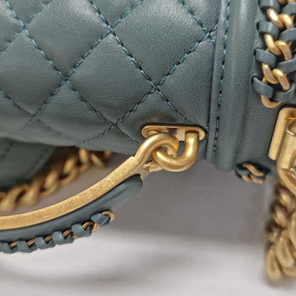 BOY CHANEL Small Quilted Calfskin Green