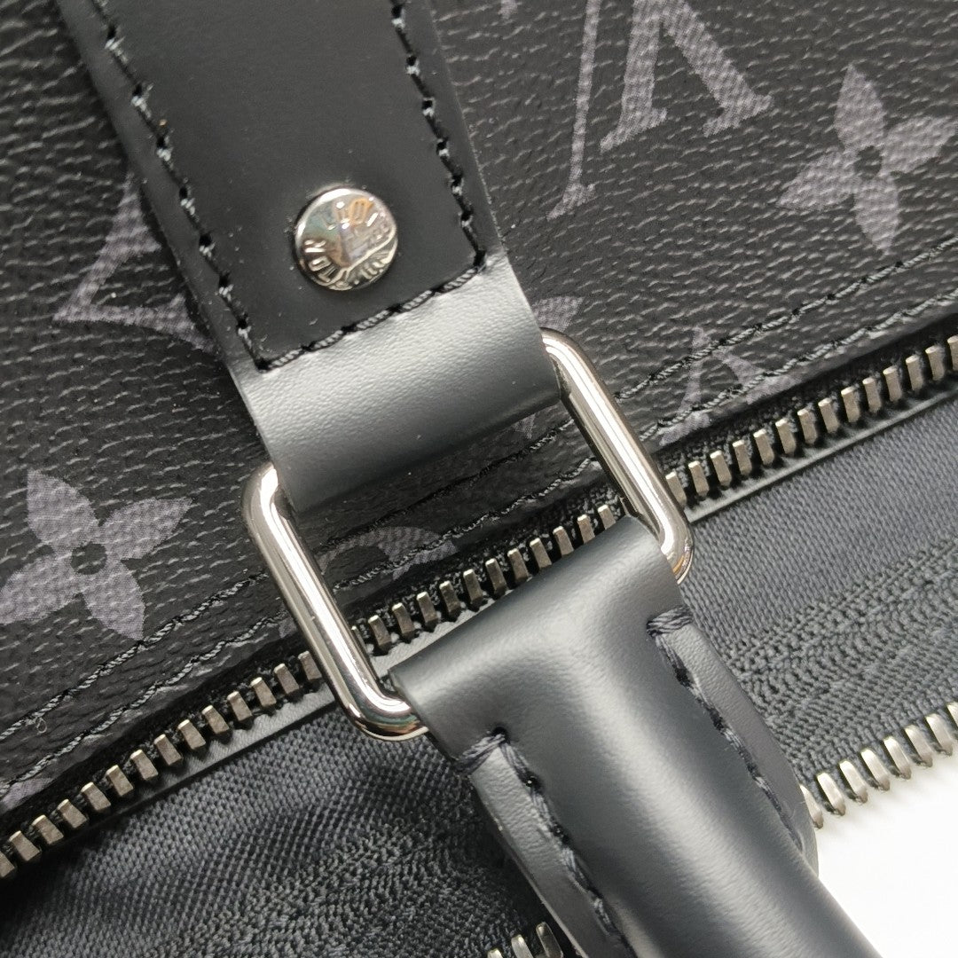 KEEPALL 50 Damier Graphite Coated Canvas Black