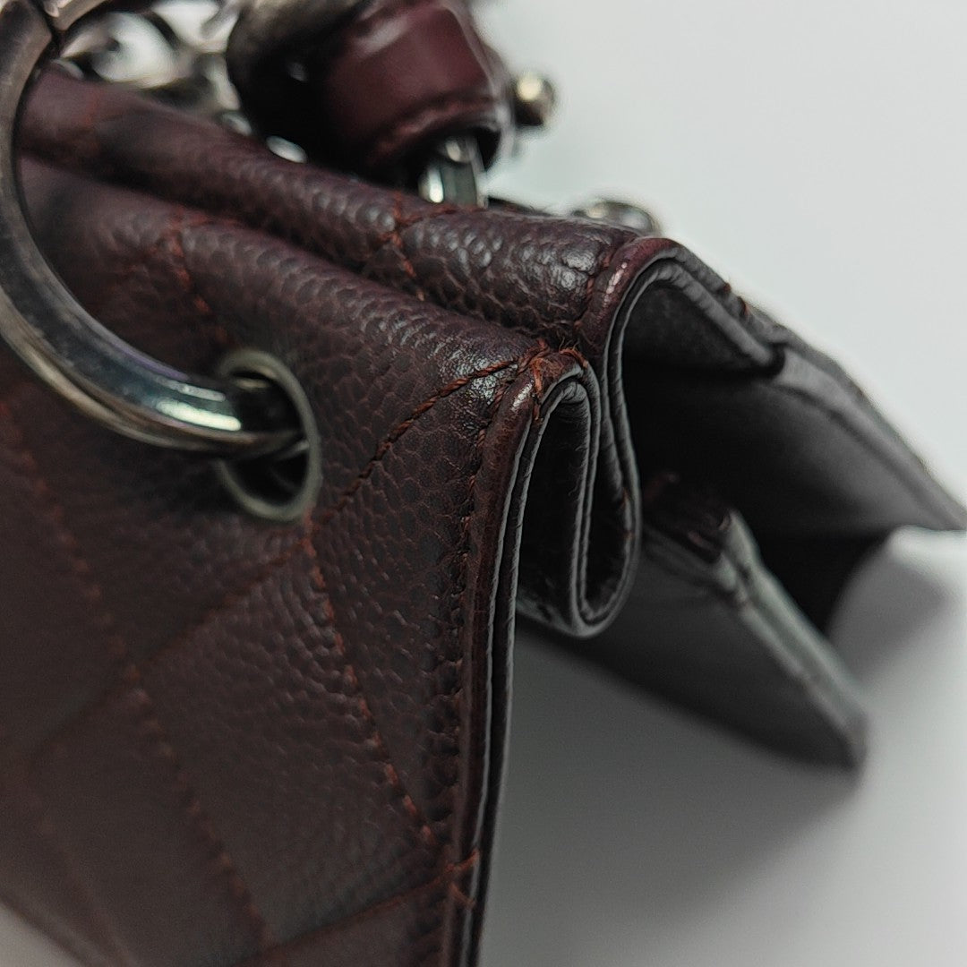 Quilted Grained Calfskin Shoulder Bag Red
