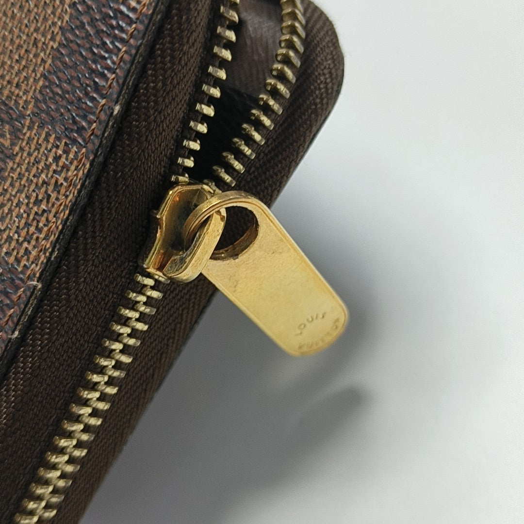 ZIPPY Damier Ebene Coated Canvas Brown Wallet