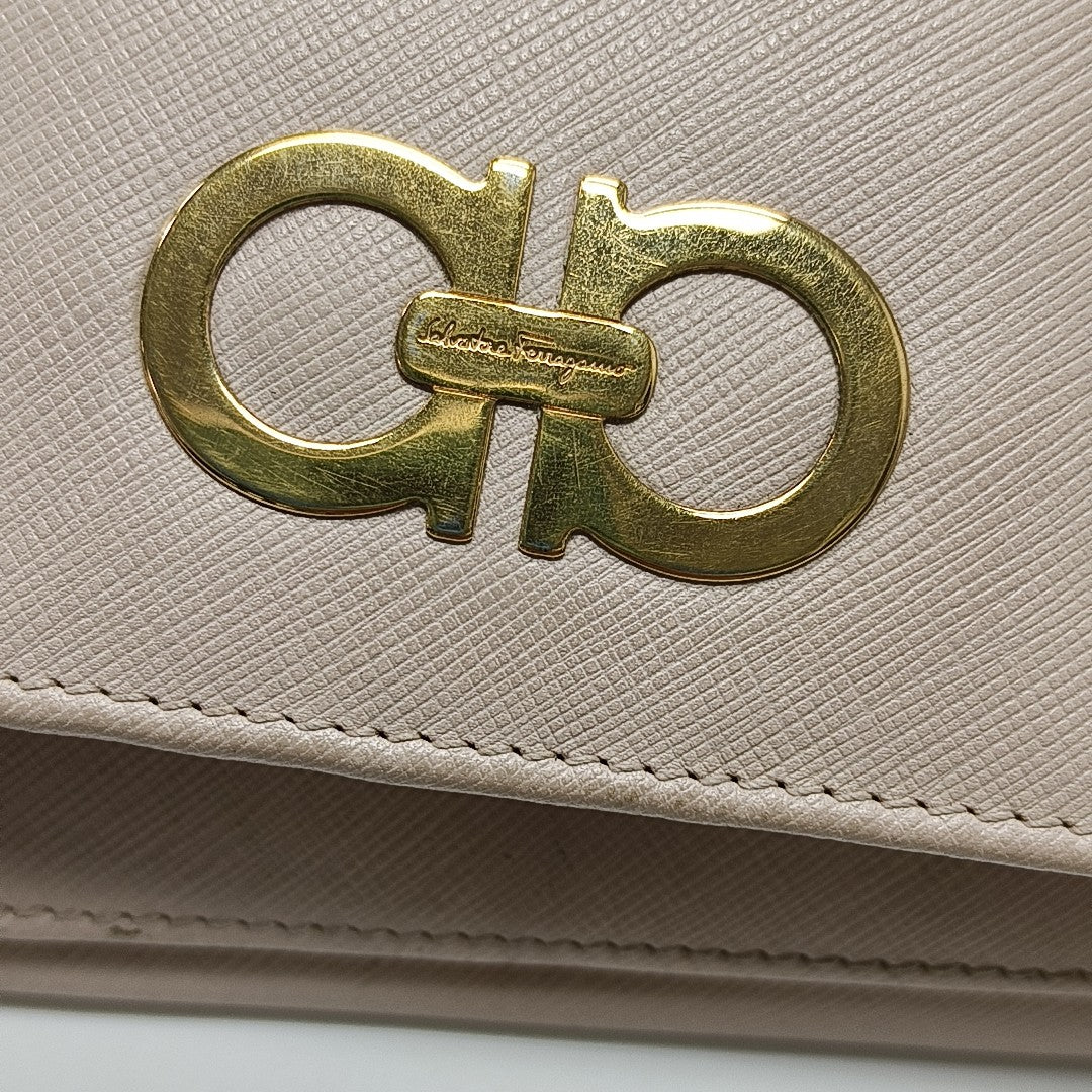Gancini Calfskin Beige Wallet