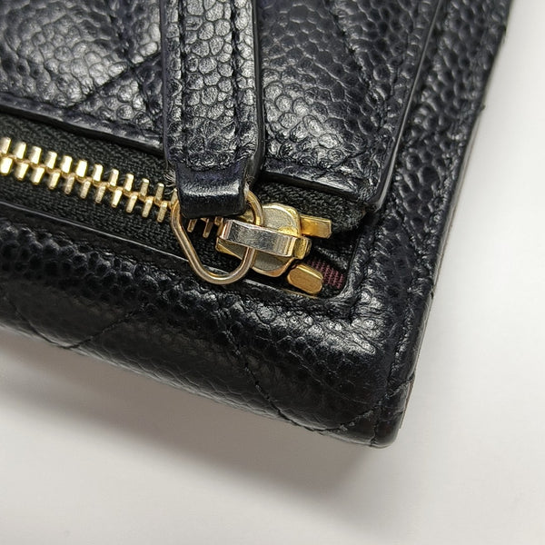 Quilted Grained Calfskin Wallet Black