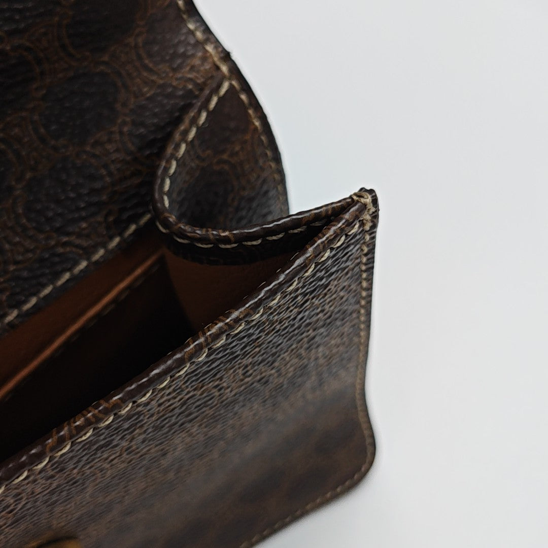 Coated Canvas Top Handle Bag Brown