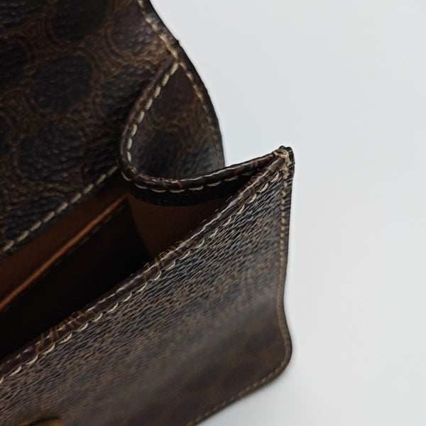 Coated Canvas Top Handle Bag Brown