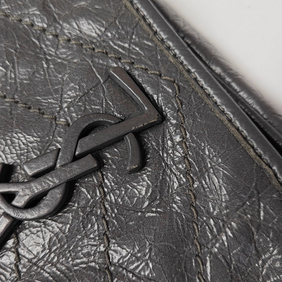 NIKI Mini Chevron Calfskin Gray