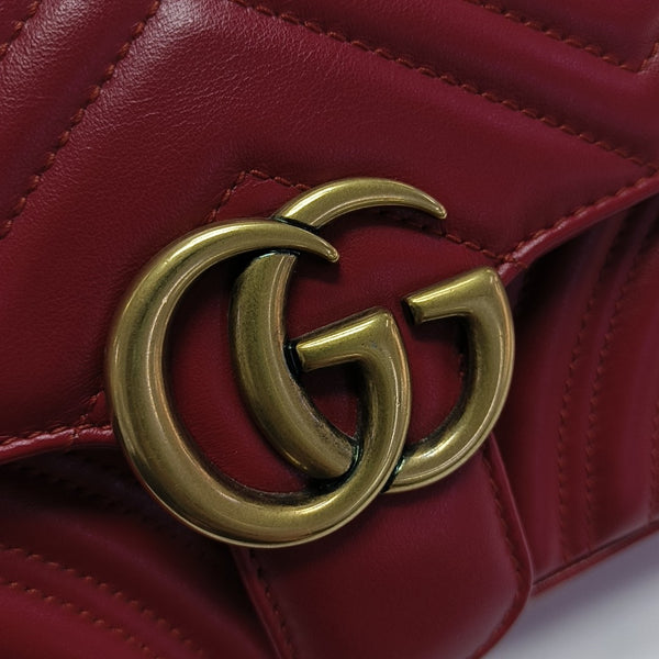 GG Marmont Small Quilted Calfskin Red