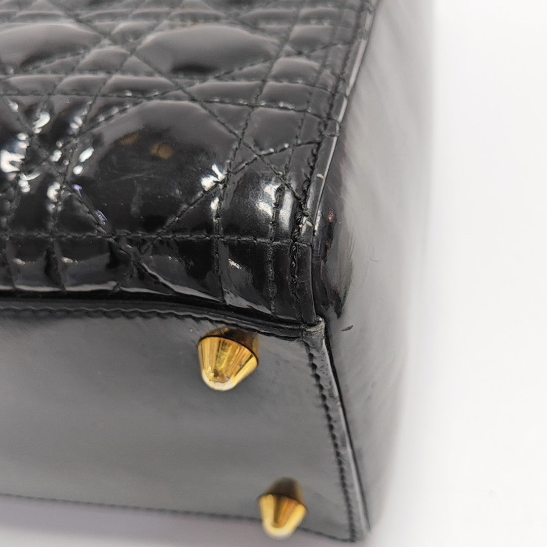 Lady Dior Large Patent Leather Black