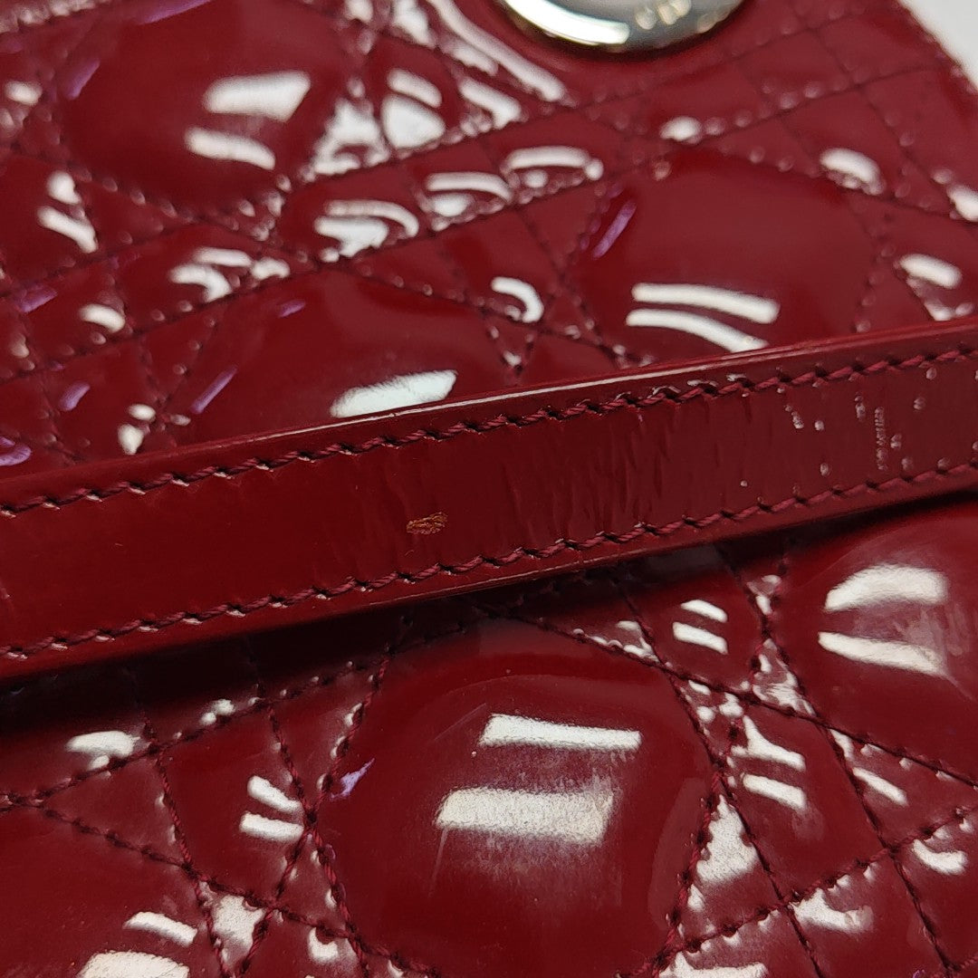Lady Dior Mini Cannage Patent Leather Red
