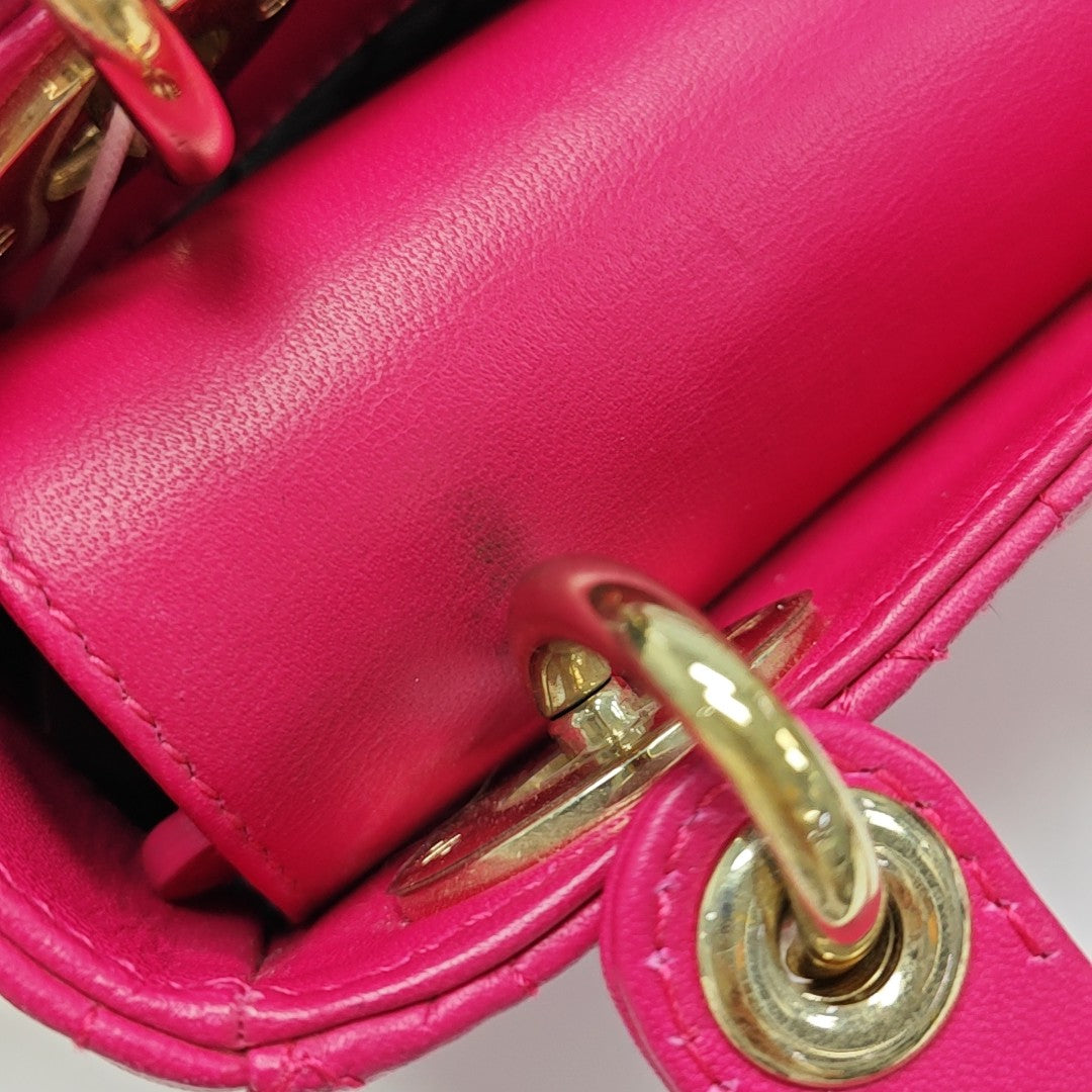 Lady Dior Mini Cannage Lambskin Red