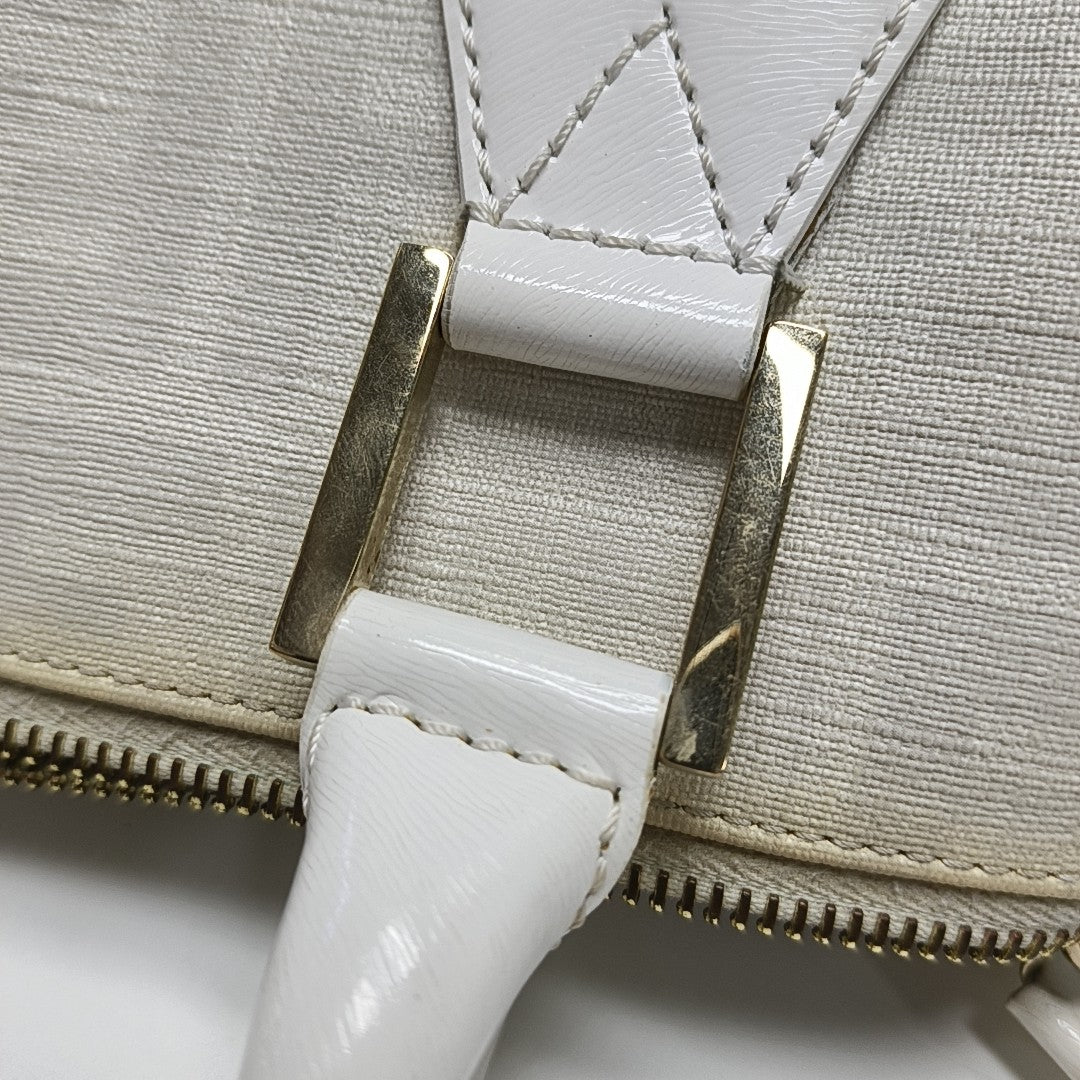 Coated Canvas Top Handle Bag White