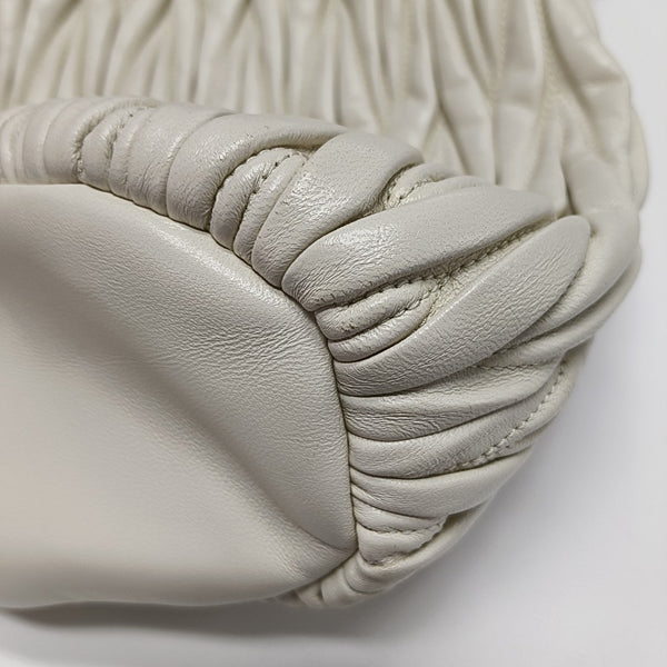 Quilted Lambskin Bucket Bag White