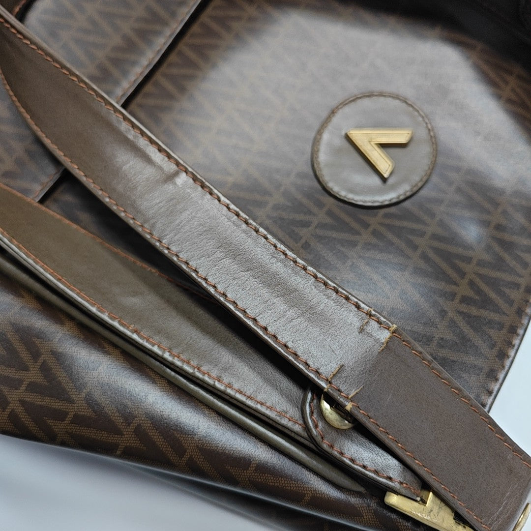 Coated Canvas Tote Bag Large Brown