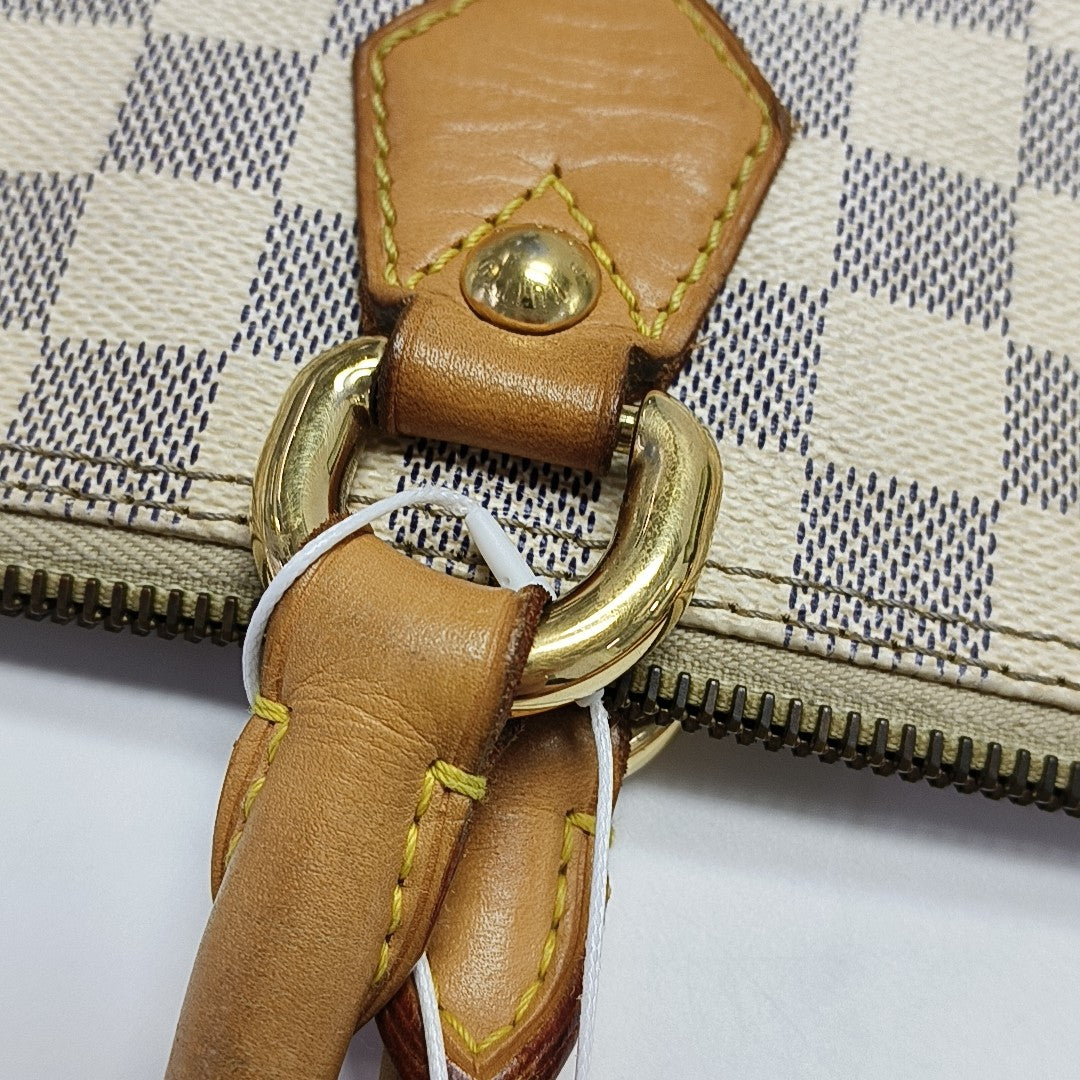 SALEYA PM Damier Azur Coated Canvas White