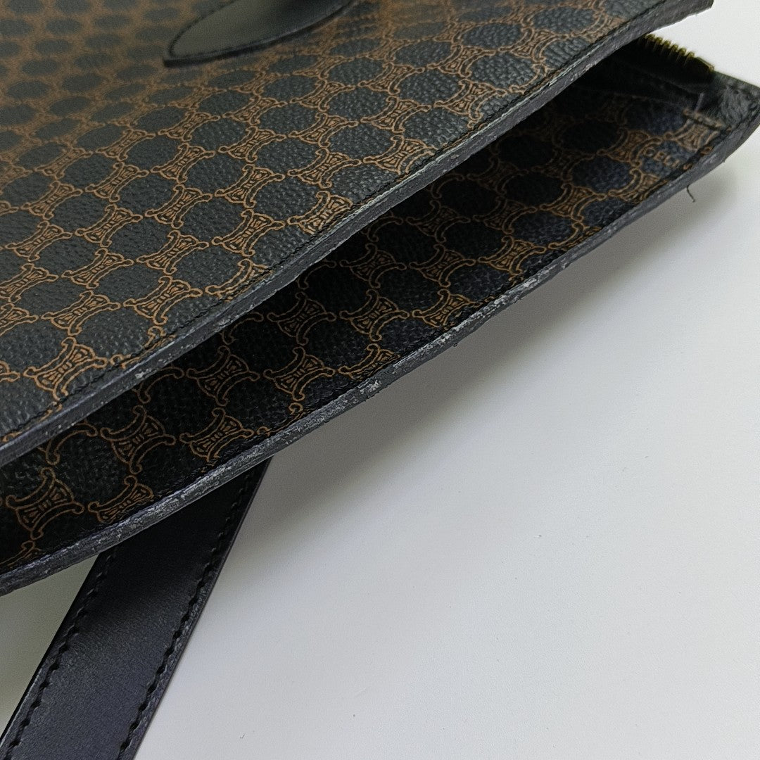 Coated Canvas Shoulder Bag Brown