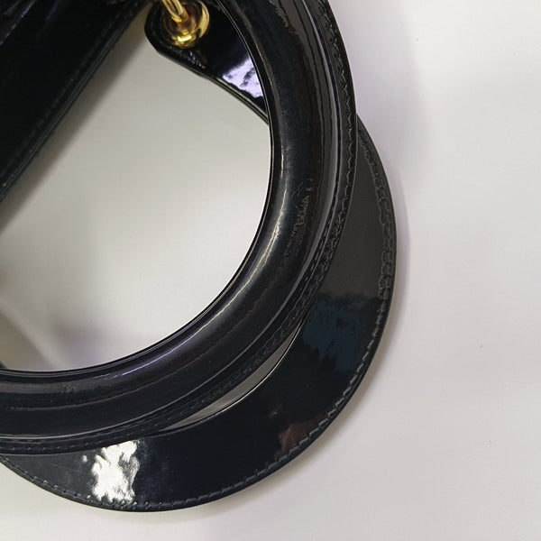 Lady Dior Medium Cannage Patent Leather Black