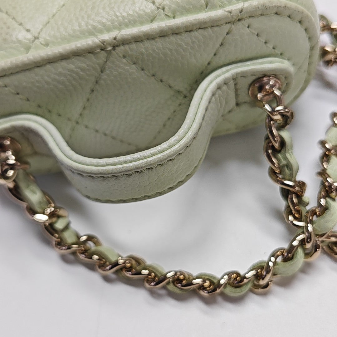 VANITY CASE Mini Quilted Grained Calfskin Green