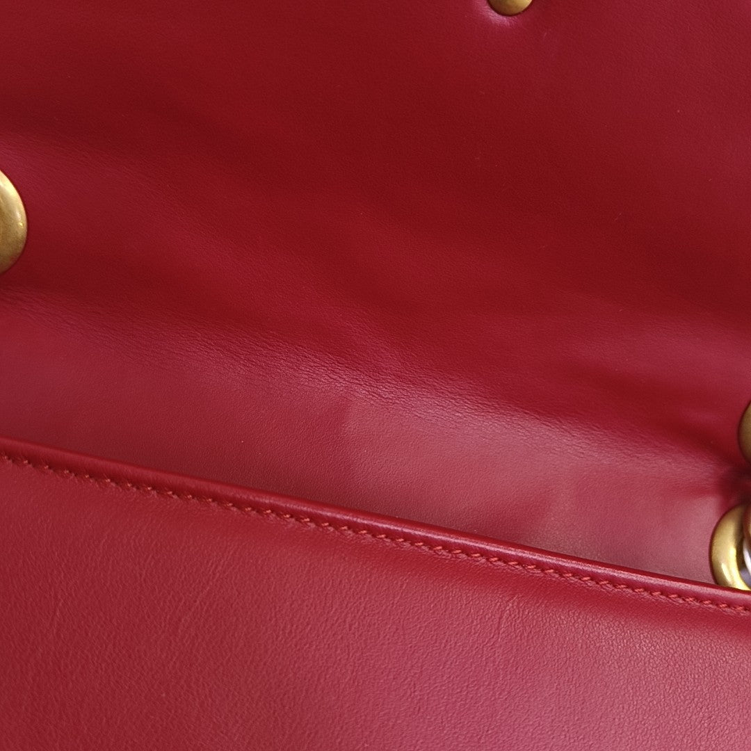 GG Marmont Medium Quilted Calfskin Red