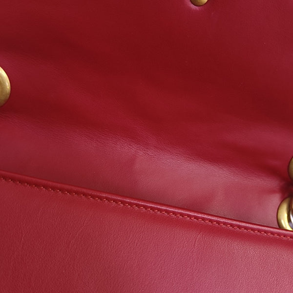 GG Marmont Medium Quilted Calfskin Red