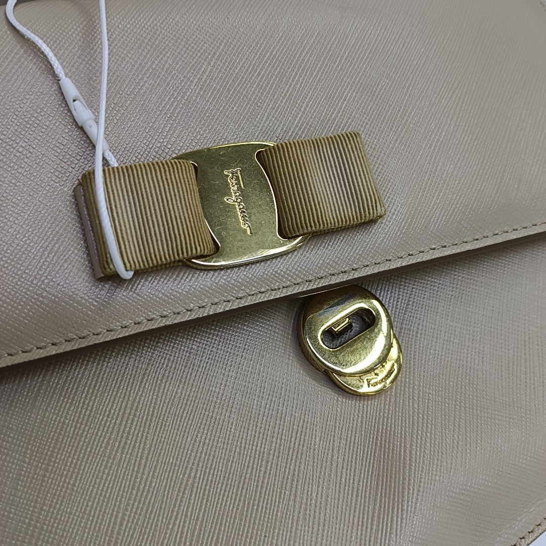 Calfskin Shoulder Bag Beige