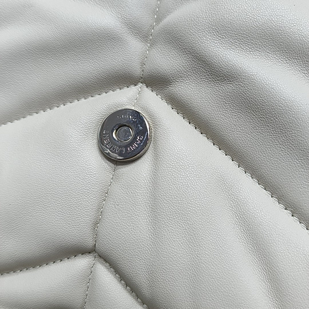 LOULOU Medium Quilted Lambskin White