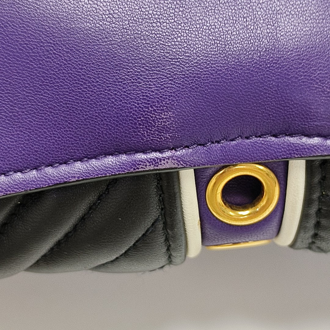 Zipper Wallet Quilted Lambskin Purple
