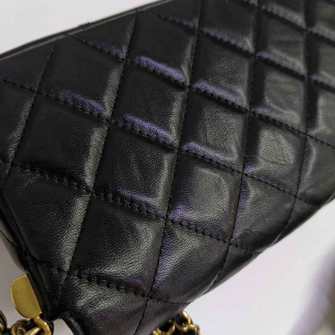 23K Quilted Calfskin Black