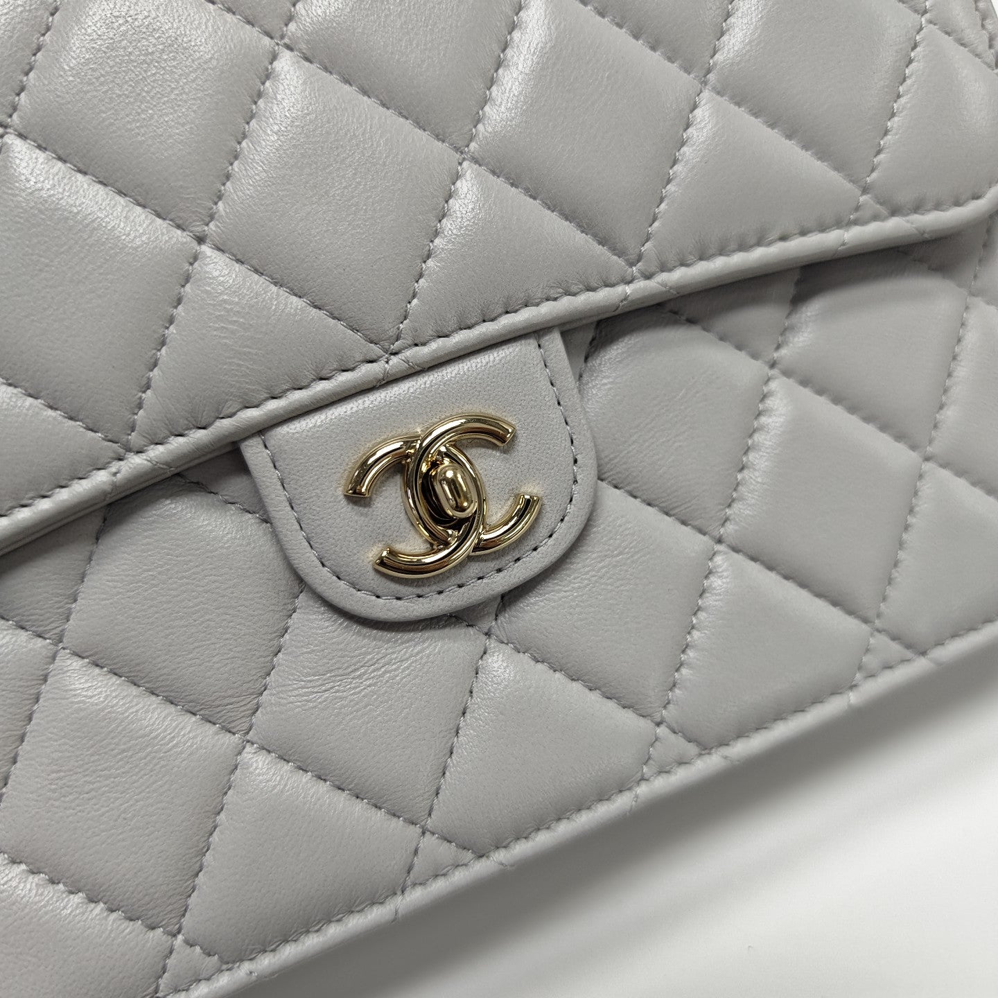 Quilted Lambskin Backpack Gray