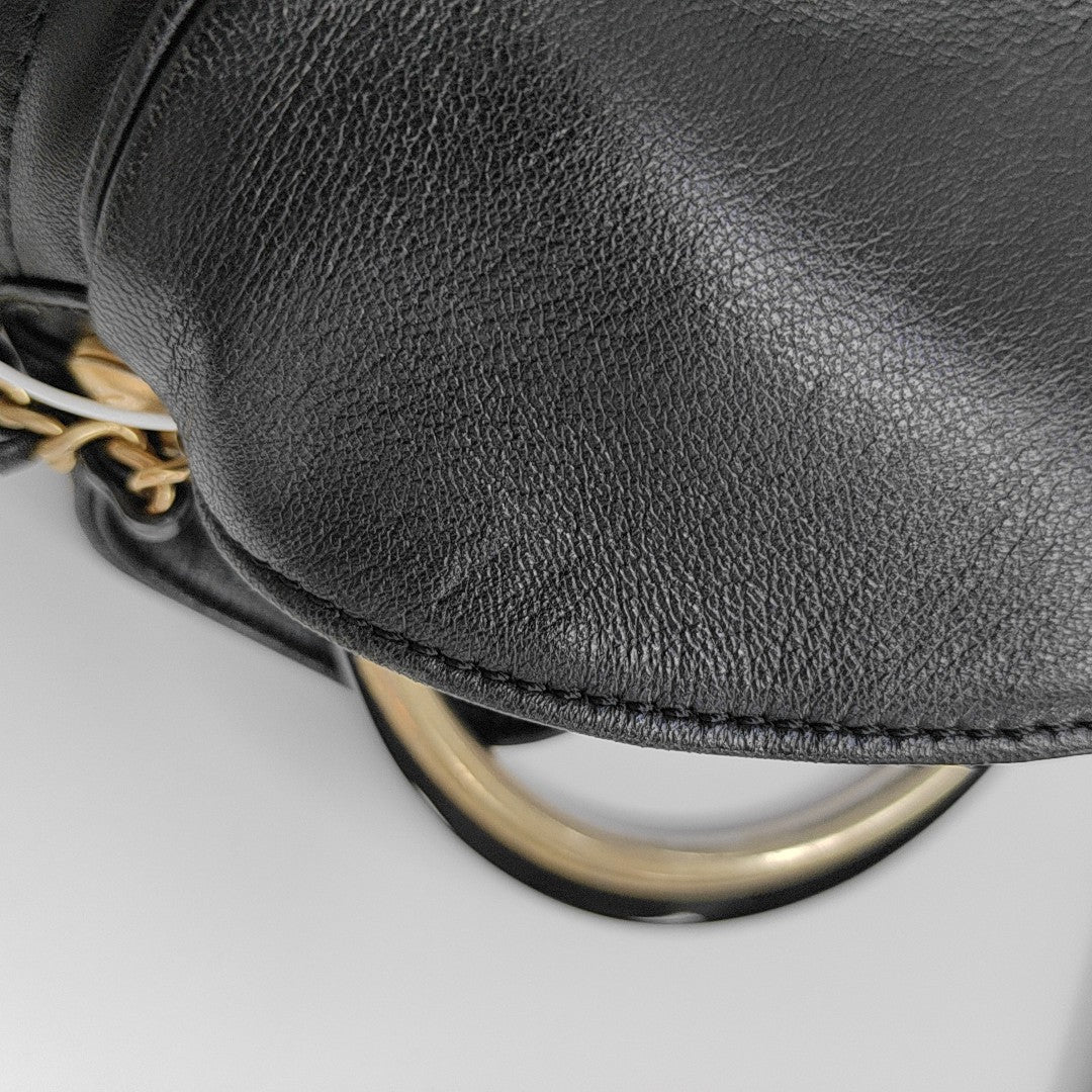 Quilted Lambskin Bucket Bag Black