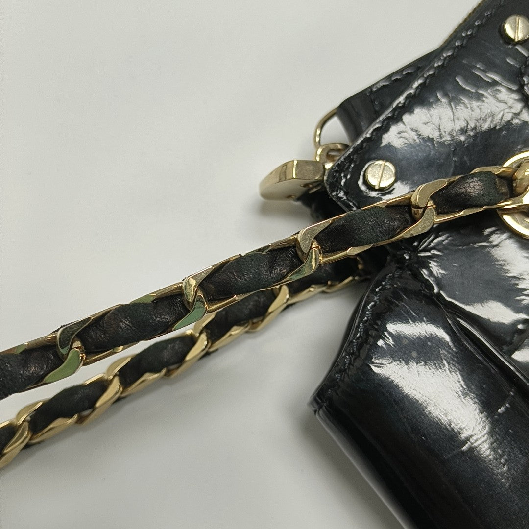 Patent Leather Shoulder Bag Black