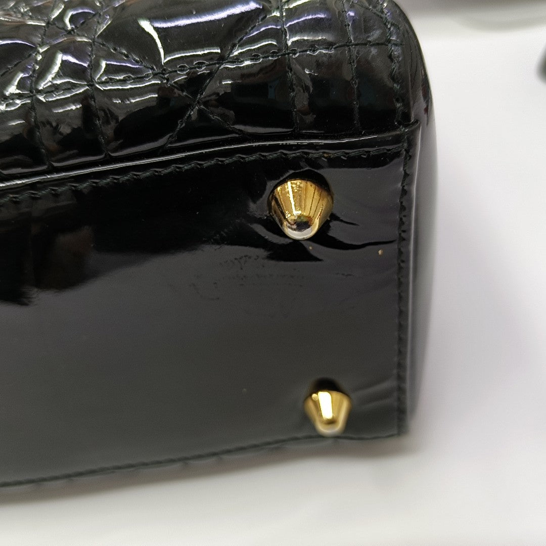 Lady Dior Large Cannage Patent Leather Black