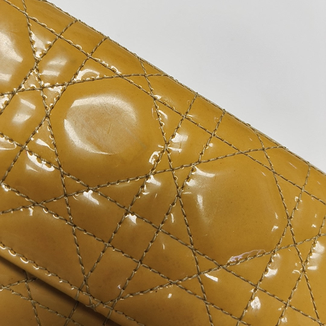 Lady Dior Small Cannage Patent Leather Yellow