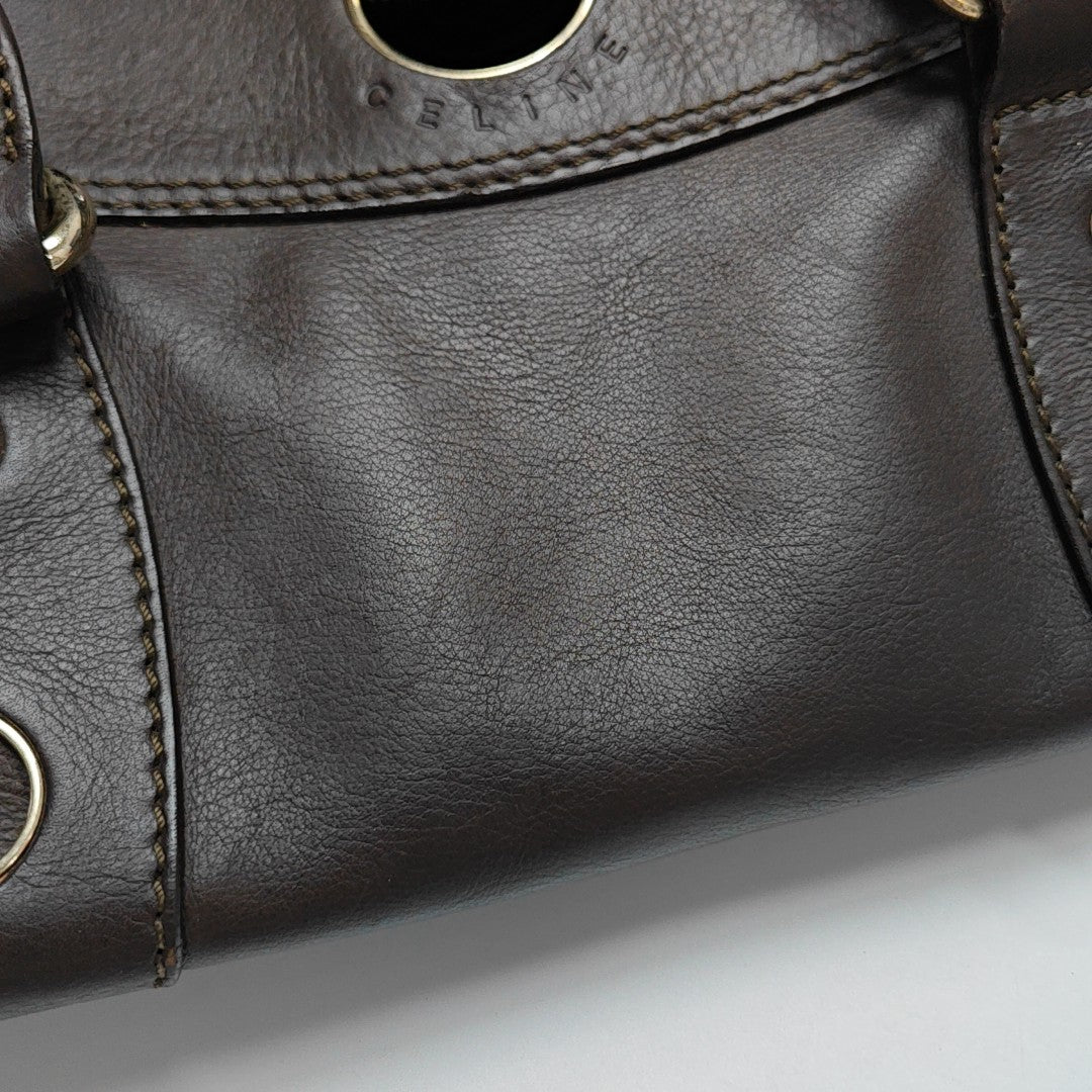Calfskin Top Handle Bag Brown