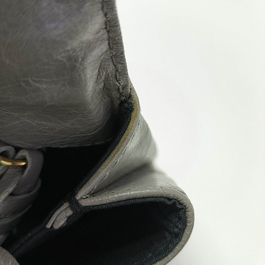 Classic Metallic Edge City Small Calfskin Gray