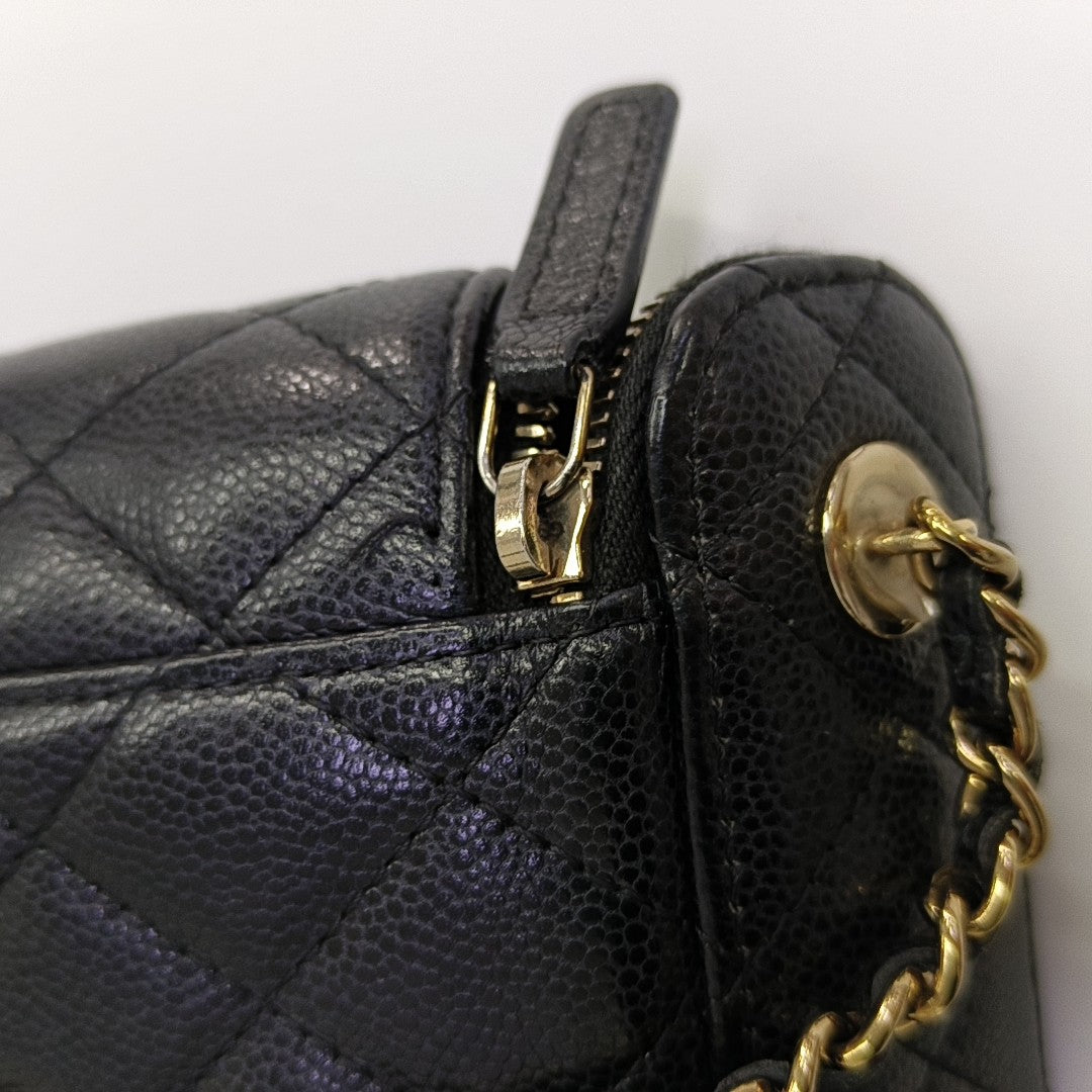 VANITY CASE Mini Quilted Grained Calfskin Black