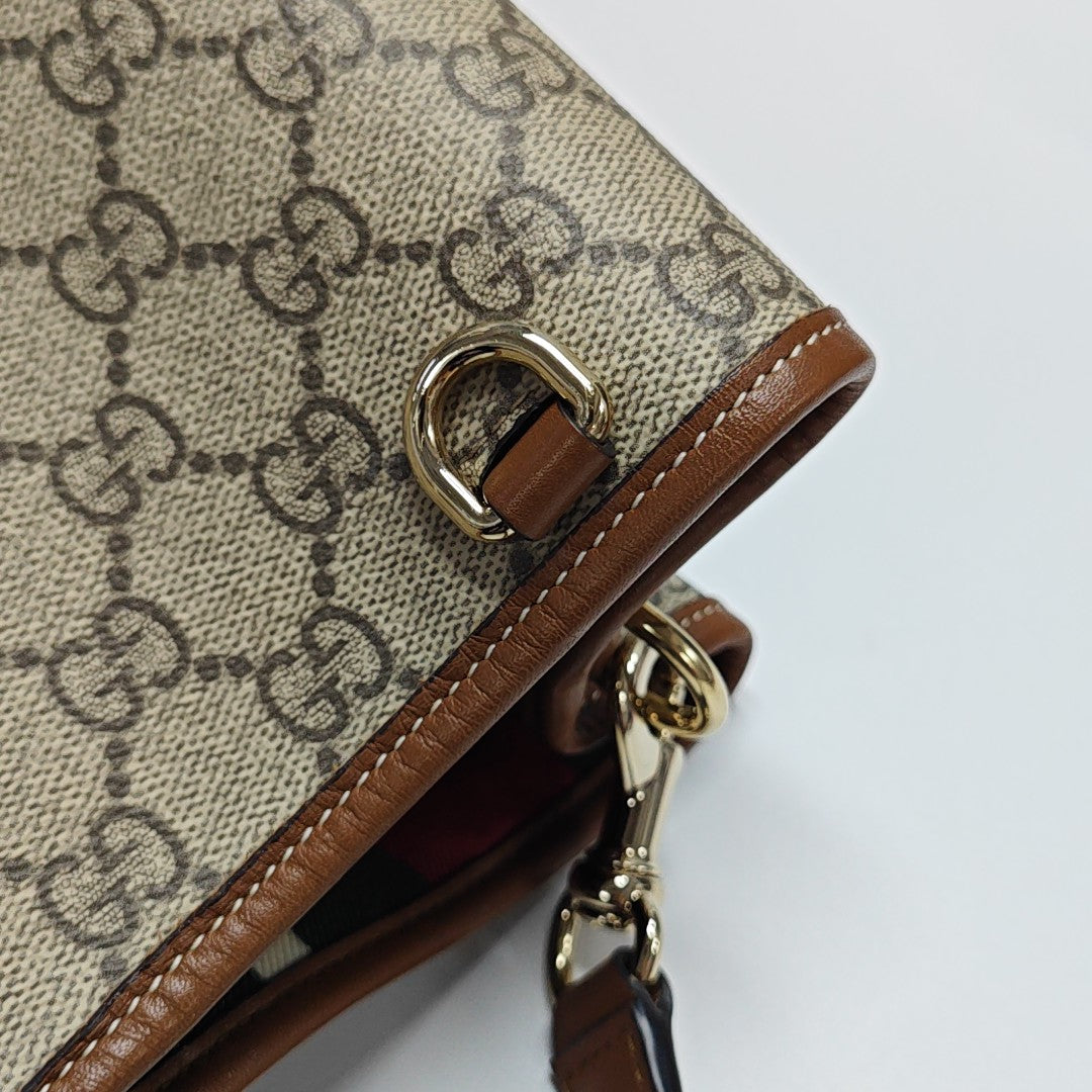 GG Emblem Medium Monogram Coated Canvas Beige