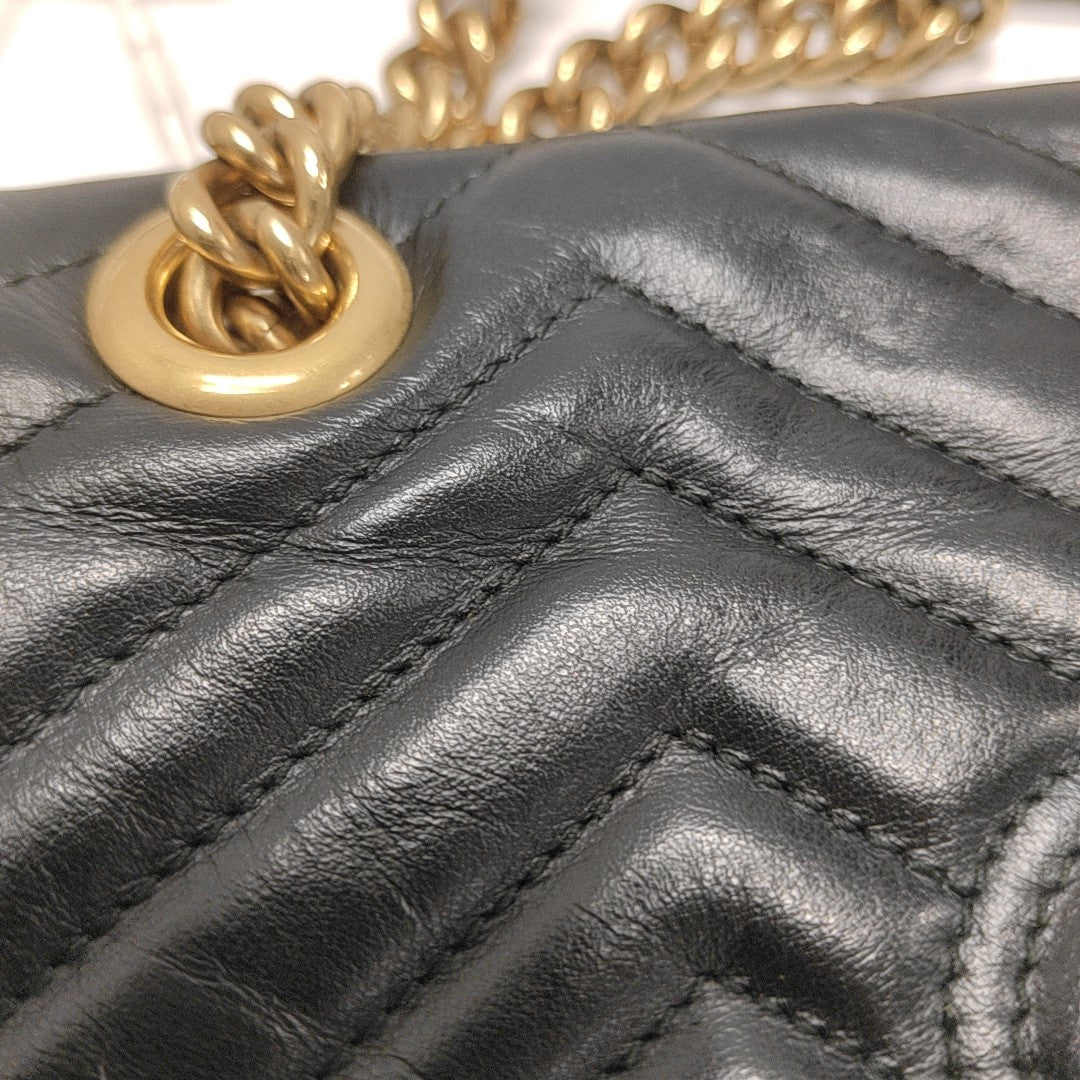 GG Marmont Medium Quilted Calfskin Black