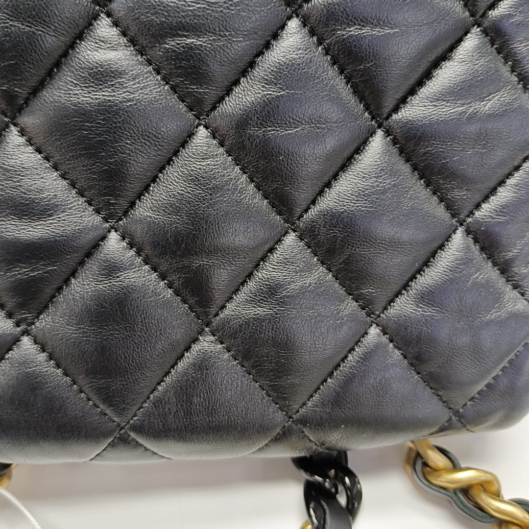 Quilted Lambskin Shoulder Bag Black