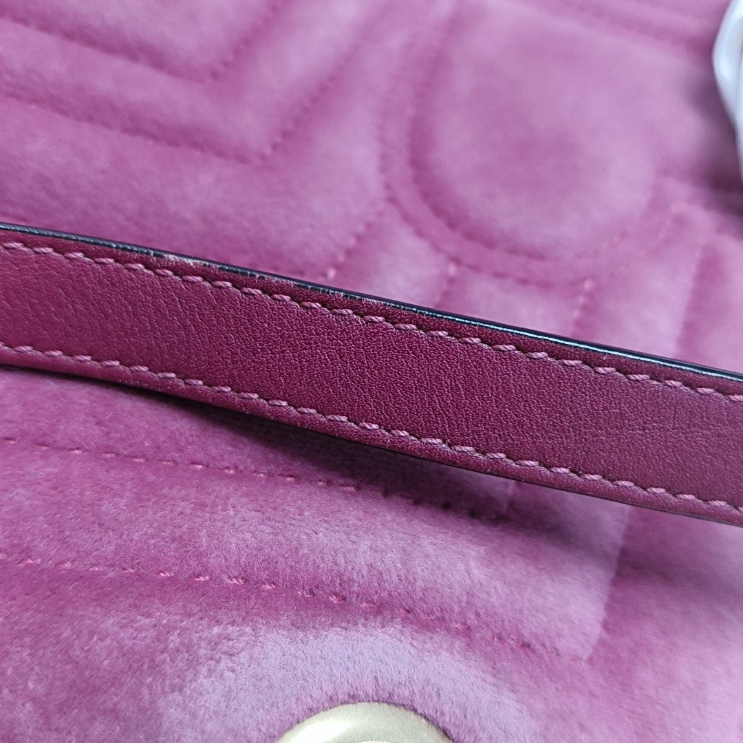 GG Marmont Medium Quilted Velvet Pink