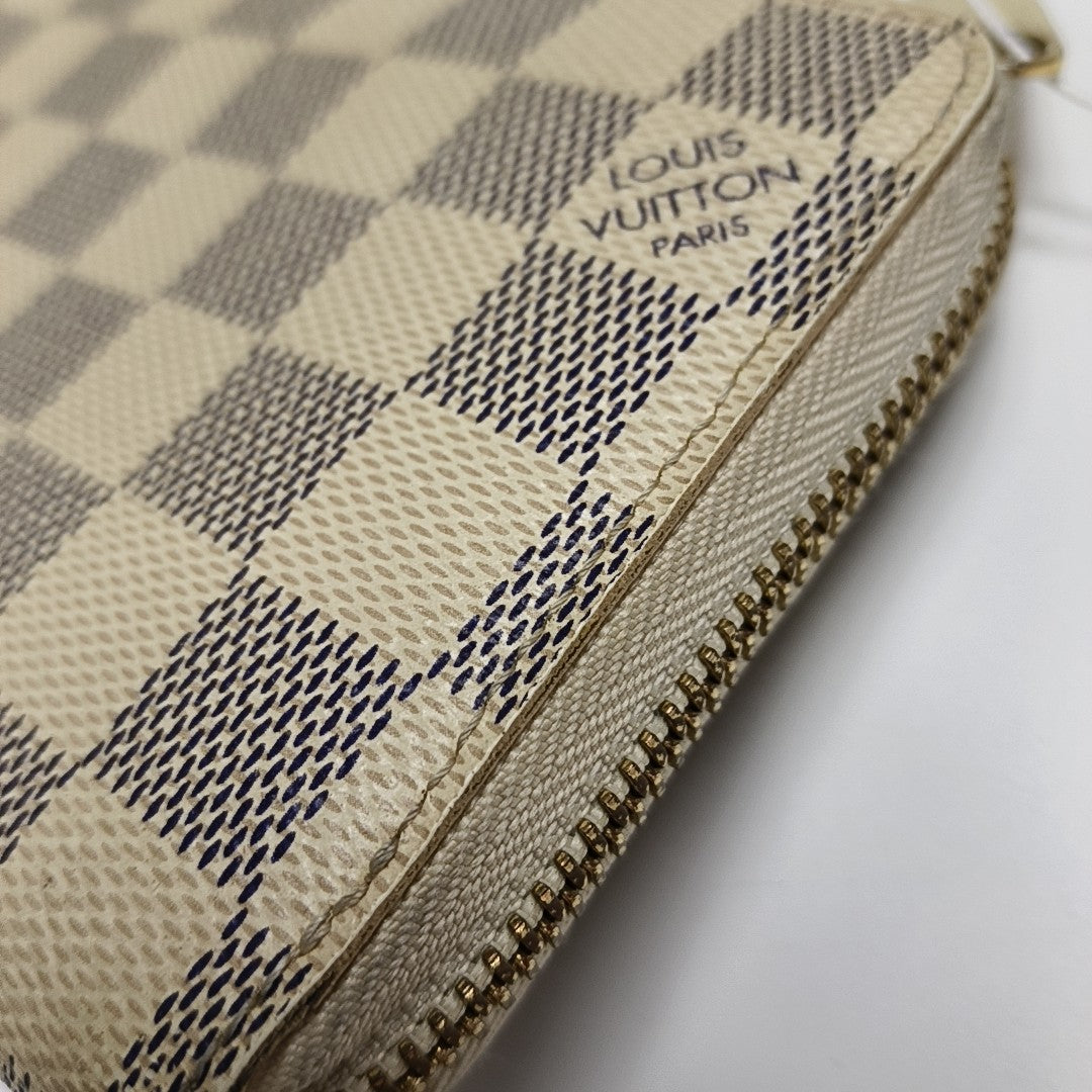 ZIPPY Damier Azur Coated Canvas White Wallet